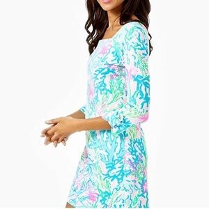 Lilly Pulitzer Bailey Dress 3/4 Sleeve Multi Coral Bay Print
